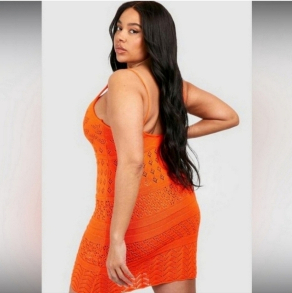 NWT BOOHOO 22 Knitted Strappy Crochet Mini Dress - Picture 2 of 3